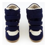 Blue Navy Star Suede High Top Velcro Tapes Hidden Wedges Sneakers Shoes